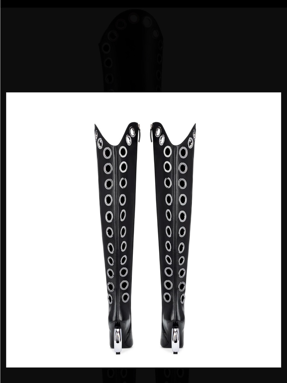 Jennifer Le Thigh High Black Grommet Boots - Picture 2 of 3